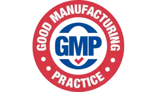 GMP certified badge – Good Manufacturing Practice compliance for Dentpur